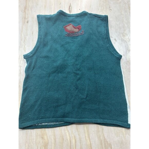 Vintage Bobbie Brooks Winter Sleigh Beaded Christmas Vest Grandma Chic Size M - Picture 7 of 7